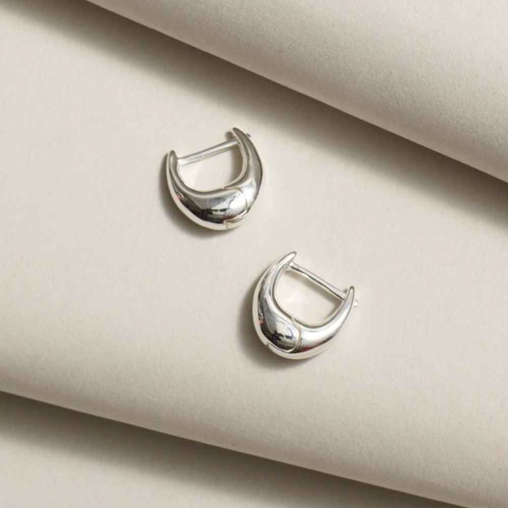 Madewell Demi-Fine Puffy Hoop Earrings in Sterling Silver NEW $54 NP989